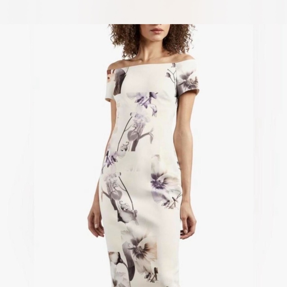 Ted Baker Sadie White Floral Off Shoulder Midi
Pencil Dress